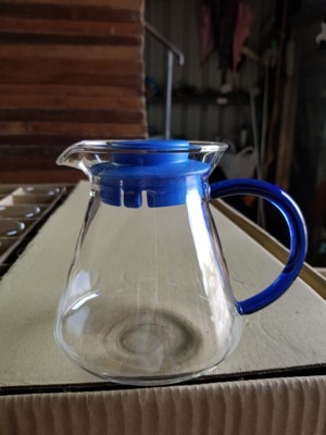 605高硼硅耐熱玻璃咖啡壺藍色手把-蓋子